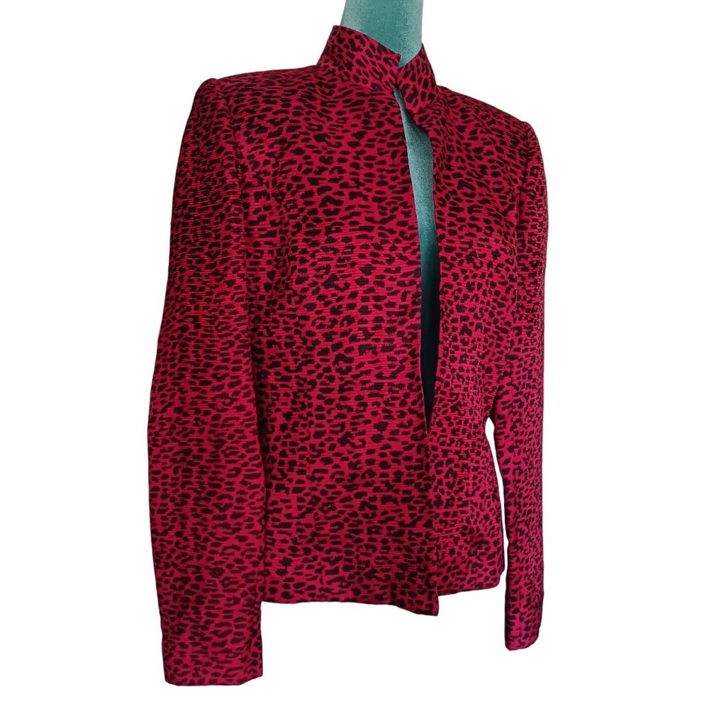 Pentimento women's size 10 red & black leopard print blazer jacket